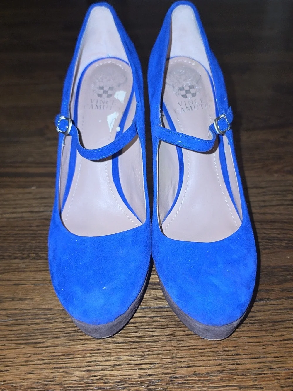 Vince Camuto Cobalt Blue Suede Mary Jane Platform Heels
